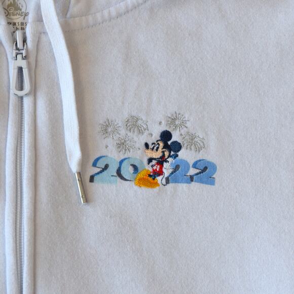 Disneyland Resort 2022 Celebration Women's White Full Zip Up Hoodie Small - Picture 4 of 8